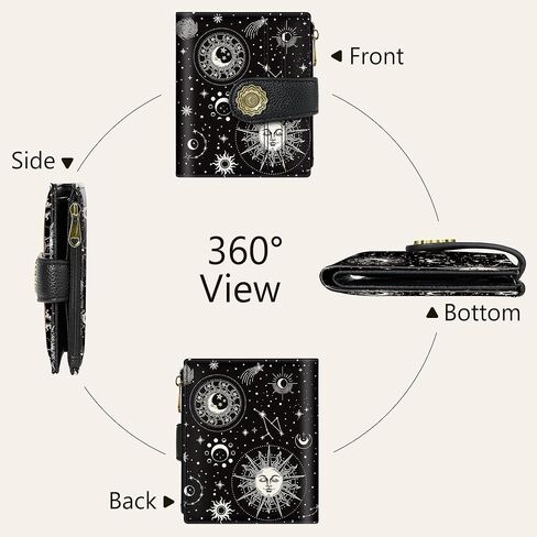 Chelmon Celestial Symphony Small Wallet Woman RFID Blocking, PU Leather Bifold Credit Card Ladies Wallets with ID Window, Cute Zipper Coin Pocket Purse for Girls in Saudi Arabia