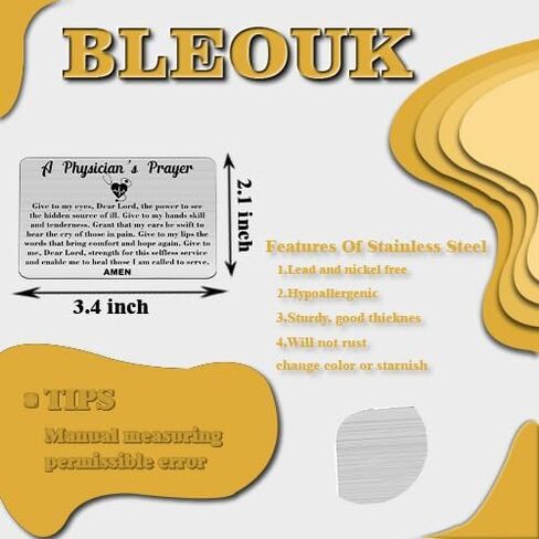 BLEOUK كريستيان دكتور هدية محفظة صلاة الطبيب معطف أبيض هدية حفل طبيب المستقبل شكرًا لك هدايا صلاة الطبيب (بطاقة محفظة صلاة الطبيب) in Saudi Arabia