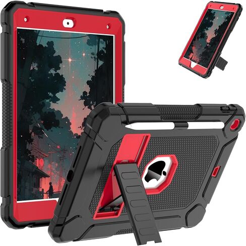 AVAWO Case for iPad 9th/8th/7th Generation(10.2 inch, 2021/2020/2019), Heavy Duty Military Grade Shockproof Protective Cover with Built-in Stand/Pencil Holder for i Pad 9/8/7 Gen，Orange+ Black in Saudi Arabia