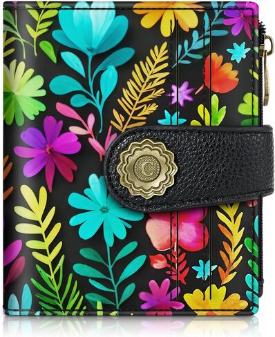 محفظة تشيلمون السماوية السمفونية الصغيرة للنساء بخاصية RFID، محافظ للسيدات من جلد البولي يوريثان ثنائية الطي لبطاقات الائتمان مع نافذة لبطاقة الهوية، محفظة جيب للعملات المعدنية بسحاب لطيف للفتيات in Kuwait