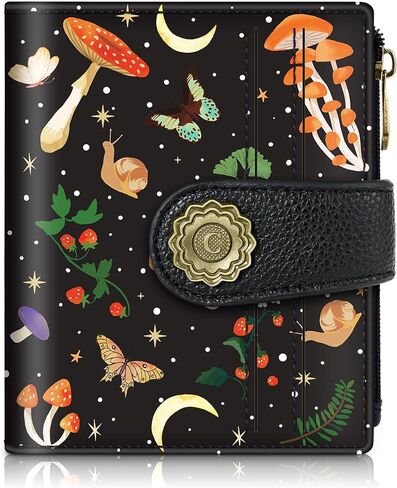 Chelmon Celestial Symphony Small Wallet Woman RFID Blocking, PU Leather Bifold Credit Card Ladies Wallets with ID Window, Cute Zipper Coin Pocket Purse for Girls in Saudi Arabia