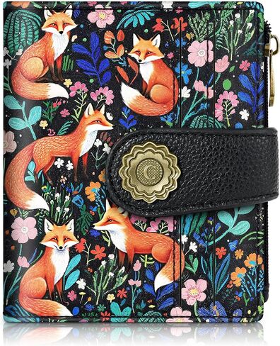 Chelmon Celestial Symphony Small Wallet Woman RFID Blocking, PU Leather Bifold Credit Card Ladies Wallets with ID Window, Cute Zipper Coin Pocket Purse for Girls in Saudi Arabia