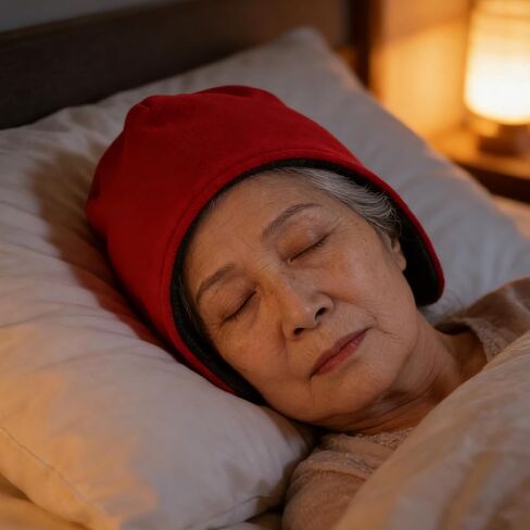 Skull Cap for Men Women - Senior Fleece Watch Cap with Earflap - Winter Sleeping Bonnet - Soft Night Warm Hair Cover for Men Women Home Travel Red in Saudi Arabia