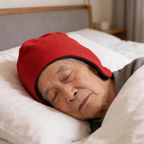 Skull Cap for Men Women - Senior Fleece Watch Cap with Earflap - Winter Sleeping Bonnet - Soft Night Warm Hair Cover for Men Women Home Travel Red in Saudi Arabia
