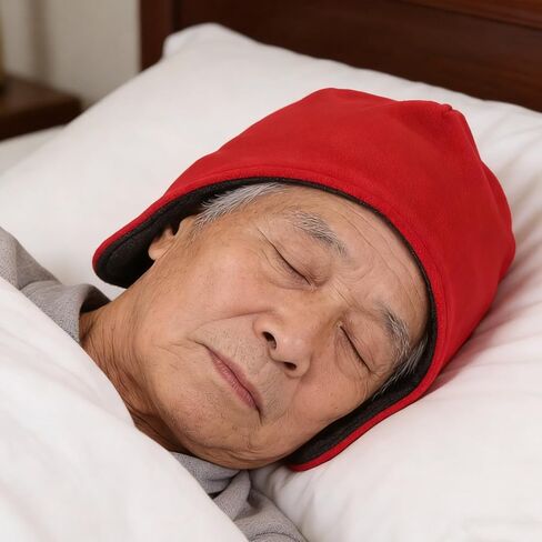 Skull Cap for Men Women - Senior Fleece Watch Cap with Earflap - Winter Sleeping Bonnet - Soft Night Warm Hair Cover for Men Women Home Travel Red in Saudi Arabia