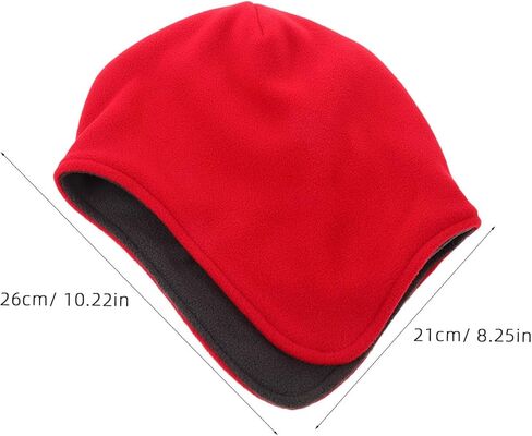 Skull Cap for Men Women - Senior Fleece Watch Cap with Earflap - Winter Sleeping Bonnet - Soft Night Warm Hair Cover for Men Women Home Travel Red in Saudi Arabia