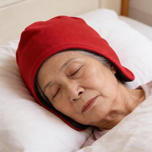 Skull Cap for Men Women - Senior Fleece Watch Cap with Earflap - Winter Sleeping Bonnet - Soft Night Warm Hair Cover for Men Women Home Travel Red in Saudi Arabia