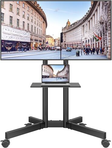 BONTEC Mobile TV Stand with Tilt, Rolling TV Stand Fits 23-60" LED, LCD, OLED, Flat Curved TVs Up to 88 lbs, Height Adjustable TV Cart with Laptop Shelf, Max VESA 400x400mm in Saudi Arabia
