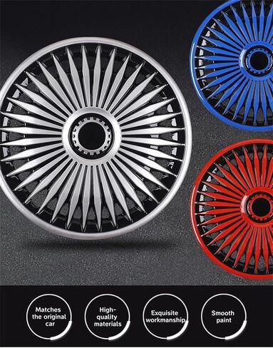 Hubcap Wheel Cover Replacement, 12 13 14 15 16 17 Inch Rims Universal Wheel Hub Caps Cover, ABS Material Exterior Accessories Snap On Car Truck SUV -Set of 4 (Red+Black, 12") in Saudi Arabia