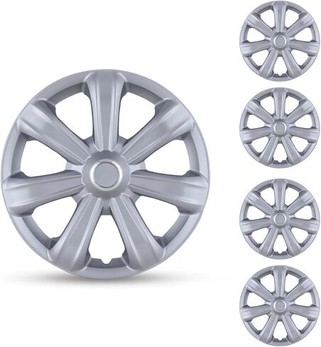 CPW Universal Wheel Rim Cover 14" Hubcaps Snap On Car Truck SUV ABS Material for Car Accessories Wheel Covers Snap Clip Tire Rim Replacement,4-Packs (14 Inch, Silver) in Saudi Arabia