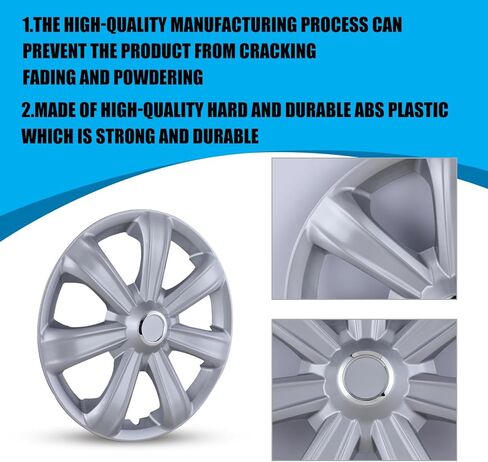 CPW Universal Wheel Rim Cover 14" Hubcaps Snap On Car Truck SUV ABS Material for Car Accessories Wheel Covers Snap Clip Tire Rim Replacement,4-Packs (14 Inch, Silver) in Saudi Arabia
