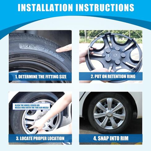 CPW Universal Wheel Rim Cover 14" Hubcaps Snap On Car Truck SUV ABS Material for Car Accessories Wheel Covers Snap Clip Tire Rim Replacement,4-Packs (14 Inch, Silver) in Saudi Arabia