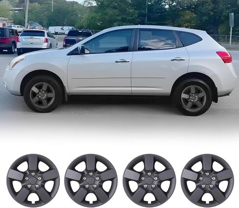 WOLFSTORM 16 Inch Hubcaps Fit for Nissan Rogue/Rogue Select 2008-2015,Hubcaps Compatible with Nissan Rogue/Rogue Select Black Lacquer Steel Wheels PP Material(4-pcs,16-inch) in Kuwait