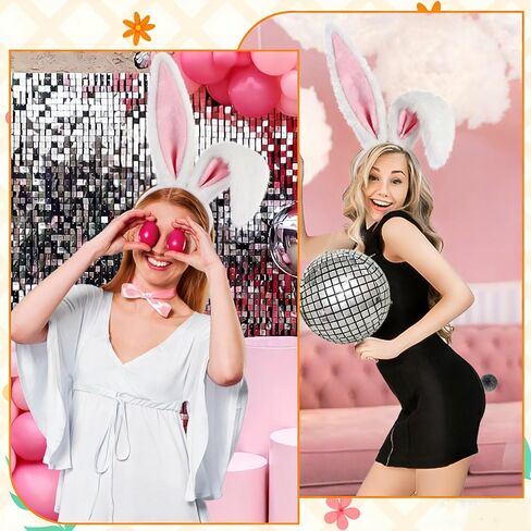 آذان أرنب كبيرة وذيل طويل من فروي آذان أرنب عقال أرنب أذن عقال وذيل قطيفة قابلة للانحناء آذان أرنب هيرباند زي أرنب لحفلة عيد الفصح والهالوين التنكرية للحفلات التنكرية على شكل حيوان in Kuwait