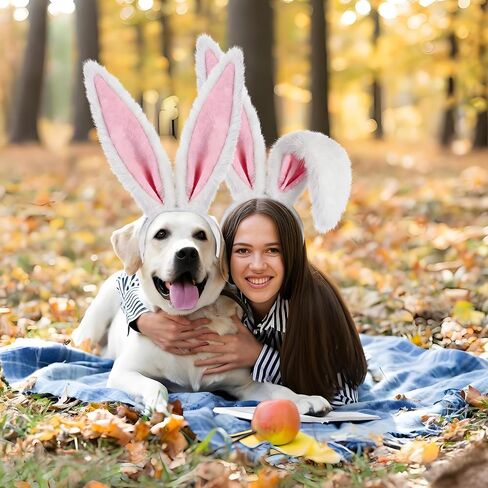 آذان أرنب كبيرة وذيل طويل من فروي آذان أرنب عقال أرنب أذن عقال وذيل قطيفة قابلة للانحناء آذان أرنب هيرباند زي أرنب لحفلة عيد الفصح والهالوين التنكرية للحفلات التنكرية على شكل حيوان in Kuwait