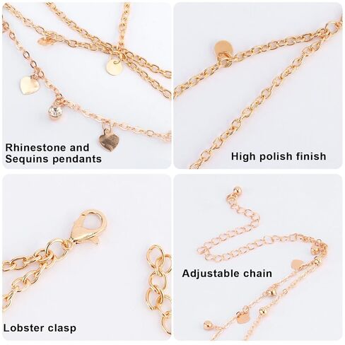 SuPoo 2 حزم سلسلة الرأس الذهبية للنساء البوهيمي حجر الراين المصرية خوذة قابل للتعديل الطبقات الشعر سلسلة رئيس المجوهرات الترتر سلسلة الجبين لملابس الشاطئ الزفاف in Kuwait