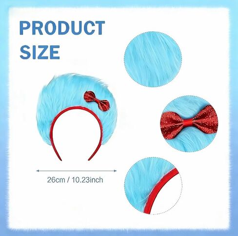 قطعتان من عصابات الرأس الزرقاء الغامضة مع فيونكة حمراء، عصابات رأس على شكل ذيل حصان من الريش الأزرق للبالغين شخصيات كتاب العودة إلى ملحقات حفلات المدرسة in Kuwait