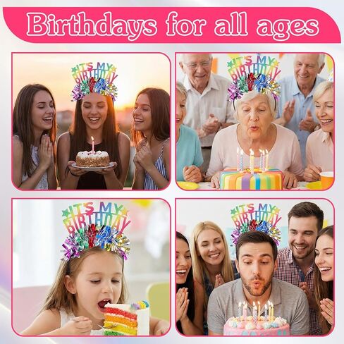 Birthday Crown for Women and Girls It's My Birthday Headband Birthdays Girl Headband Decorations Rainbow Bling Gift Party Decorations For Women Girls in Saudi Arabia