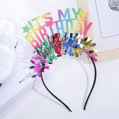 Birthday Crown for Women and Girls It's My Birthday Headband Birthdays Girl Headband Decorations Rainbow Bling Gift Party Decorations For Women Girls in Saudi Arabia