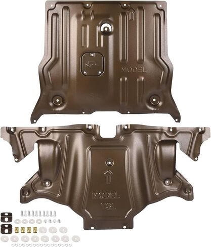 طقم لوحة انزلاقية أمامية وخلفية لطراز تسلا 3 موديل Y 2017-2023 لوحة حماية تحت غطاء حماية المحرك هيكل ثلاثي الأبعاد من سبائك الألومنيوم والمغنيسيوم in Kuwait