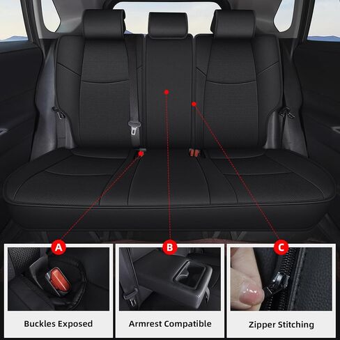 Seat Covers Fit for Toyota Highlander: 2020 2021 2022 2023 2024 2025 2026 Full Set Seat Cushion Waterproof Leather Breathable Compatible Airbag (Black, 3 Rows 7 Seats) in Saudi Arabia