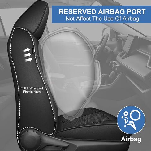 Seat Covers Fit for Toyota Highlander: 2020 2021 2022 2023 2024 2025 2026 Full Set Seat Cushion Waterproof Leather Breathable Compatible Airbag (Black, 3 Rows 7 Seats) in Saudi Arabia