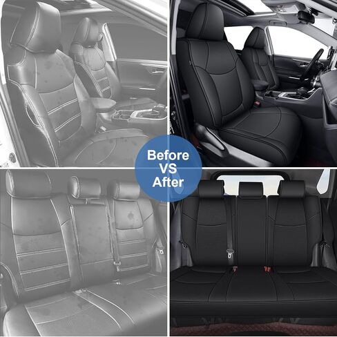 Seat Covers Fit for Toyota Highlander: 2020 2021 2022 2023 2024 2025 2026 Full Set Seat Cushion Waterproof Leather Breathable Compatible Airbag (Black, 3 Rows 7 Seats) in Saudi Arabia