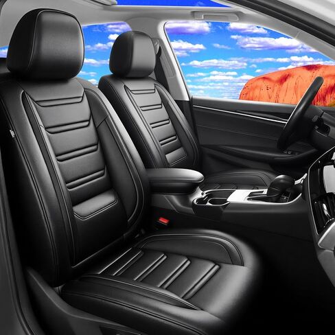 Fit GLA Car Seat Covers (Front Pair) for Select Mercedes Benz GLA 250 2015-2025, Premium Full Coverage Leather, Airbag Compatible, Breathable Waterproof All Weather Seat Protector, Black in Kuwait