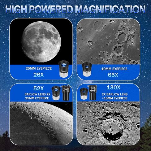 تلسكوب عاكس 150EQ لعلم الفلك للبالغين، تلسكوب استوائي ألماني يدوي احترافي للمبتدئين والأطفال مع مجموعة عدسة عينية، حامل ثلاثي القوائم من الفولاذ المقاوم للصدأ، فلتر القمر ومحول الهاتف in Kuwait