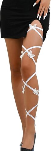 Hey Song Women's Leg Wraps Ribbon Bow Leg Straps Elastic Festival Accessories Sexy Rave Concert Party Stockings in Saudi Arabia