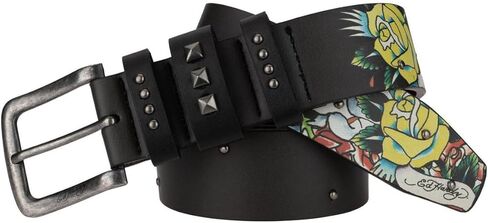 حزام مرصع بطباعة الجماجم والورود مقاس 38 مم للرجال من ED HARDY in Saudi Arabia