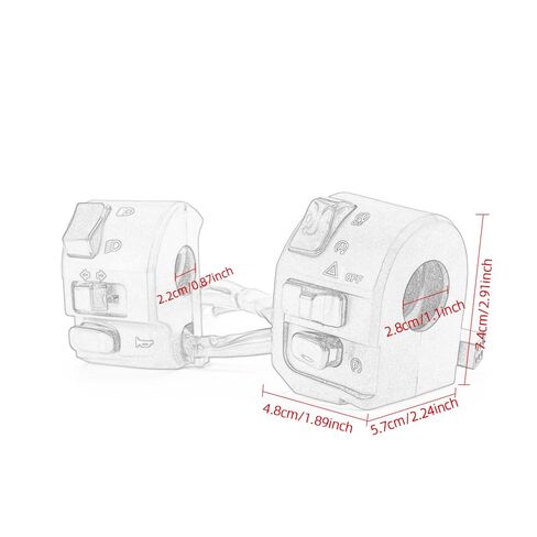 7/8" Motorcycle Handlebar Switch Universal 22MM Hand Control Switch Fit for High Low Beam Lamp Horn Signal Wires Ignition Stop Control in Kuwait