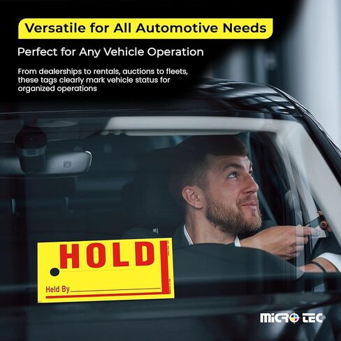 علامات MICRO TEC Jumbo Hold/Sold مع لمسة نهائية مصقولة - علامات صفراء متينة مقاس 8 × 4 بوصة مع طباعة حمراء جريئة، مقاومة للطقس، إصدار خارجي، تتضمن 2 علامة مقاومة للماء - عبوة من 250 قطعة in Kuwait