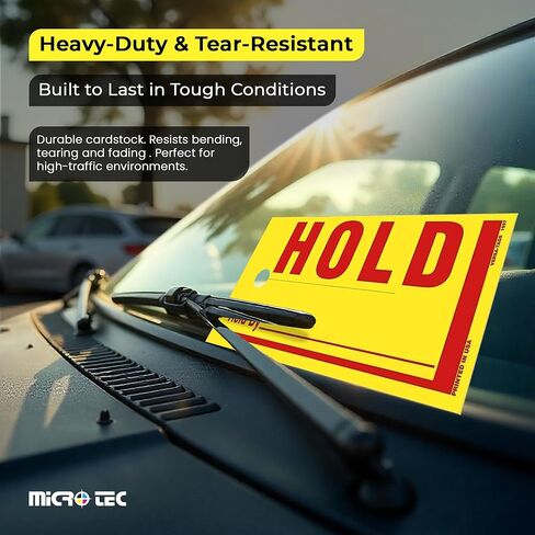 علامات MICRO TEC Jumbo Hold/Sold مع لمسة نهائية مصقولة - علامات صفراء متينة مقاس 8 × 4 بوصة مع طباعة حمراء جريئة، مقاومة للطقس، إصدار خارجي، تتضمن 2 علامة مقاومة للماء - عبوة من 250 قطعة in Kuwait