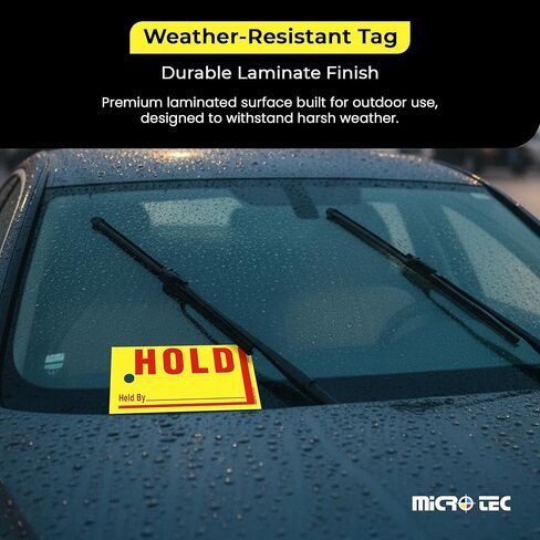علامات MICRO TEC Jumbo Hold/Sold مع لمسة نهائية مصقولة - علامات صفراء متينة مقاس 8 × 4 بوصة مع طباعة حمراء جريئة، مقاومة للطقس، إصدار خارجي، تتضمن 2 علامة مقاومة للماء - عبوة من 250 قطعة in Kuwait