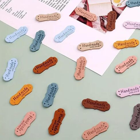 50Pcs Soft Faux Leather Handmade Labels - Stylish and Durable Labels for DIY Crafts, Knitting, Crochet, Bags and Accessories in Saudi Arabia