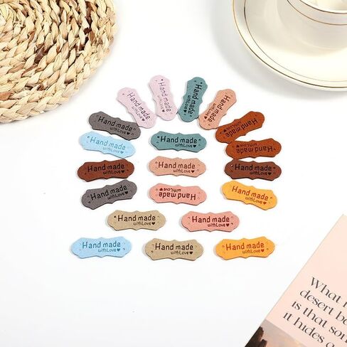 50Pcs Soft Faux Leather Handmade Labels - Stylish and Durable Labels for DIY Crafts, Knitting, Crochet, Bags and Accessories in Saudi Arabia