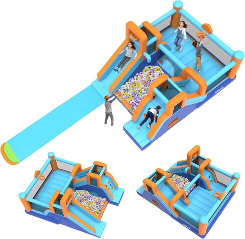 Inflatable Bounce House, Bouncer & Double Water Slide with Air Blower, Play House with Ball Pit, Inflatable Kids Slide, Jumping Castle with Multifunction in Kuwait