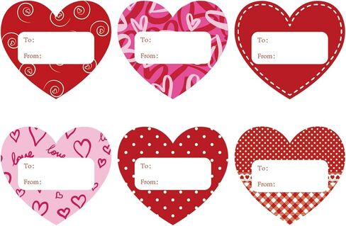 120Pcs Hearts Name Tag Stickers, Valentine's Day Self-Adhesive Labels, Heart Stickers Tags Label Decal for Envelopes Craft Card Seal Gifts Candy Bags Party Decor Supplies in Kuwait