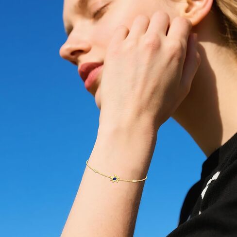 GEHN 14K Solid Gold Turtle Bracelet for Women Blue Turtle Bracelet 14 Carat Gold Turtles Jewelry Gifts for Women in Kuwait