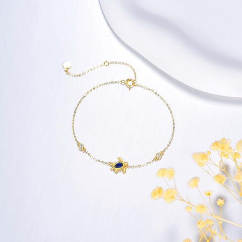 GEHN 14K Solid Gold Turtle Bracelet for Women Blue Turtle Bracelet 14 Carat Gold Turtles Jewelry Gifts for Women in Kuwait