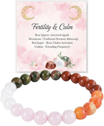 LIU JUN Fertility Calm Bracelets For Women, To First Time Mama Healthy Pregnancy Must Haves Natural Healing Crystal Bead Expecting Announcement Gifts Jewelry in Saudi Arabia