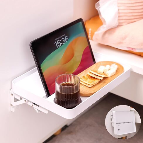 KIWIFOTOS 12.9" Floating Bedside Shelf for Bed Foldable Wall Mounted Shelf Adhesive Tablet Phone Storage Organiser for Bedroom Nursery Dorm Living Room in Saudi Arabia