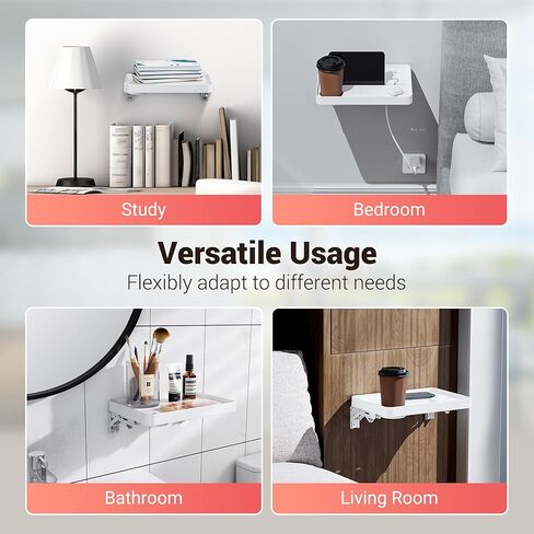 KIWIFOTOS 12.9" Floating Bedside Shelf for Bed Foldable Wall Mounted Shelf Adhesive Tablet Phone Storage Organiser for Bedroom Nursery Dorm Living Room in Saudi Arabia