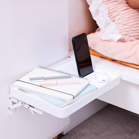 KIWIFOTOS 12.9" Floating Bedside Shelf for Bed Foldable Wall Mounted Shelf Adhesive Tablet Phone Storage Organiser for Bedroom Nursery Dorm Living Room in Saudi Arabia