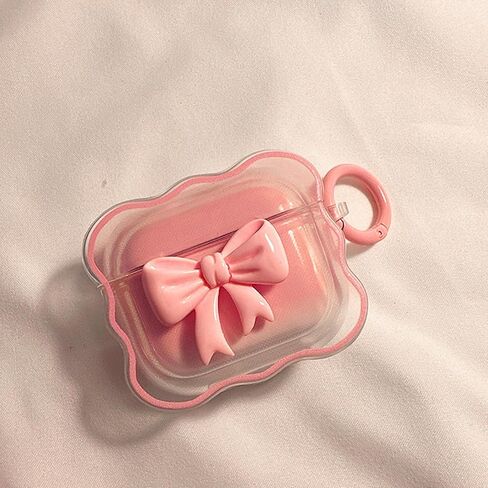 Compatible with AirPods Pro2,Cute Bow Pattern 3D Flower Design, Soft TPU Protective Shockproof for Women-Pink in Saudi Arabia