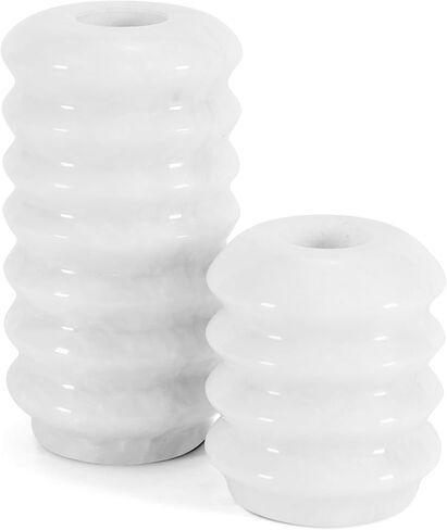 Travertine Marble Taper Candle Holders Set of 2 Elegant Candlestick Holders for Table Decor, Living Room & Home Centerpieces, Perfect for Pillar Candles & Gifts in Saudi Arabia