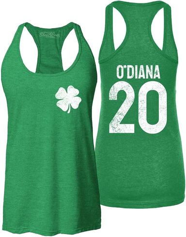 Custom Personalized Your Name and Jersey Number Shamrock St. Patrick's Day Women's Racerback Tank Top Slim Fit in Saudi Arabia