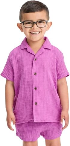Cat & Jack Baby Boys' & Toddler Boys' Short Sleeve Gauze Woven Shirt- in Kuwait