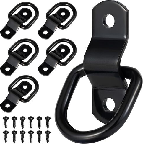 12 حزمة من مراسي ربط حلقة على شكل حرف D مقاس 1/4 بوصة من Jevie، مثبتة على حلقة على شكل حرف D شديدة التحمل مع براغي، حامل سطحي مطلي باللون الأسود للمقطورة، سرير الشاحنة، عربة سكن متنقلة in Kuwait